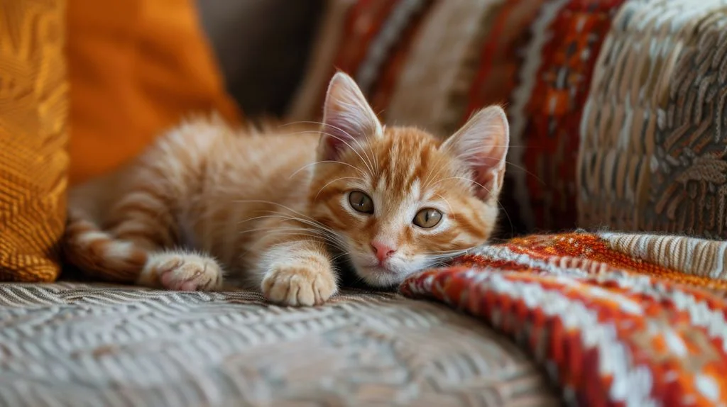 chaton roux canapé