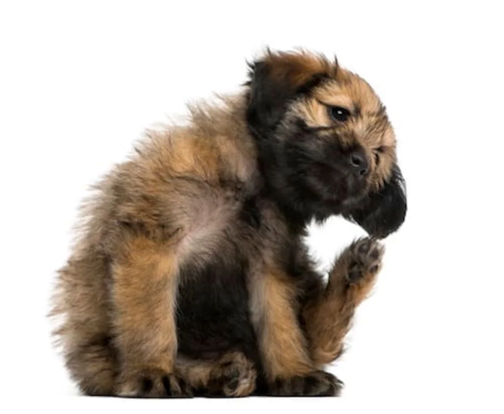 chien qui se gratte