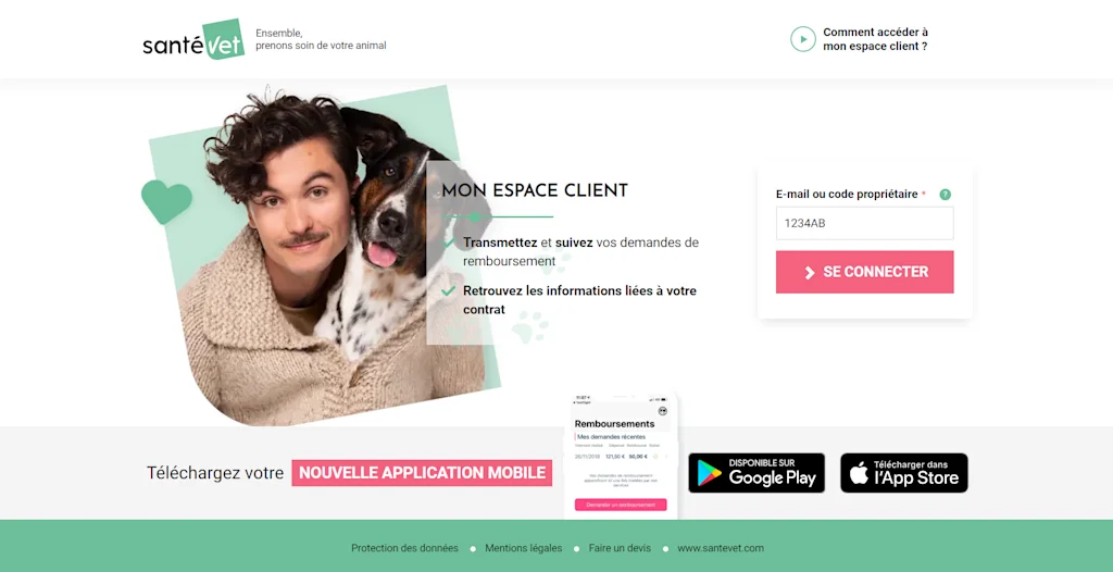 Ecran connexoin espace client SV 28 08 2024