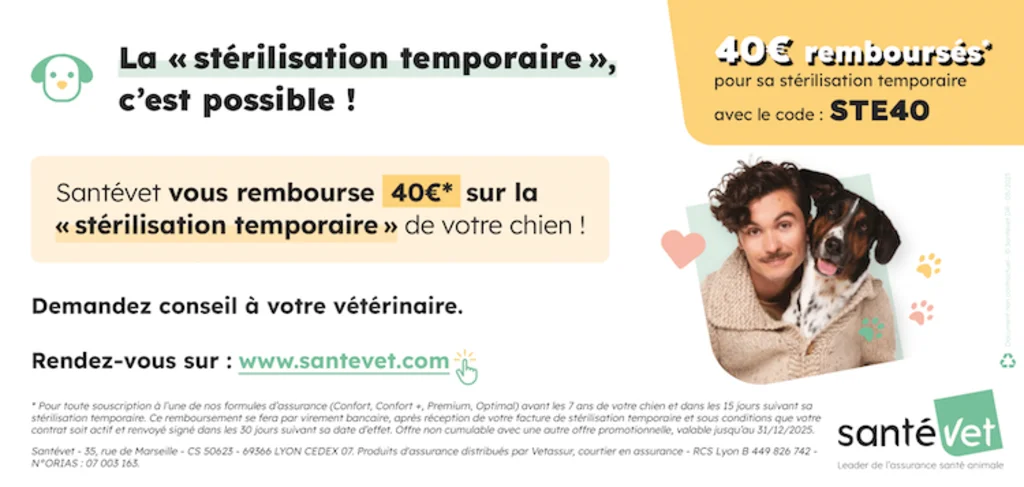 sterilisation chien code promo santevet