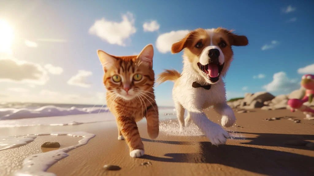 chien et chat qui jouent ensemble