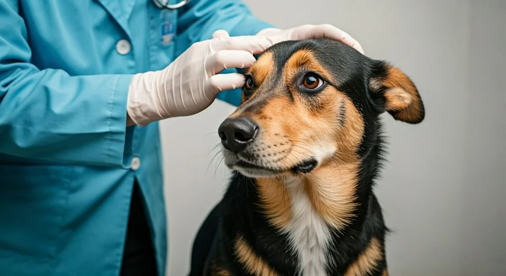 Examen veterinario a un perro