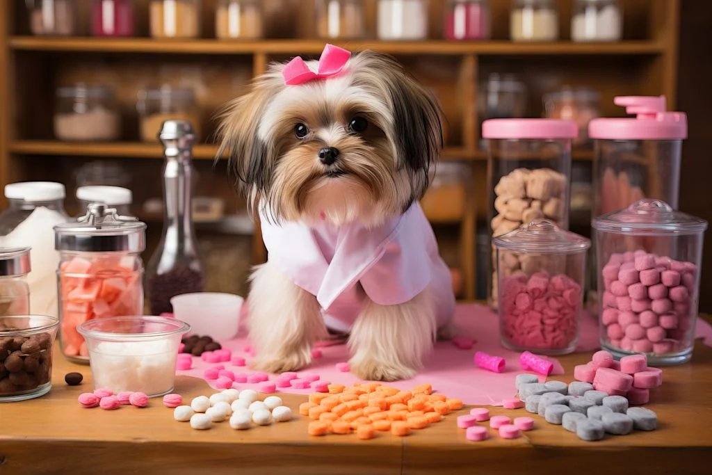 chien et bonbon